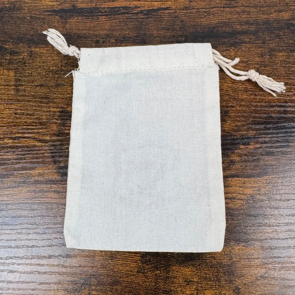 SueGray Jewelry Drawstring Pouch Off White‎ Cotton Storage Gift Bag Small